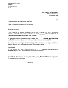 lettre type achat immobilier
