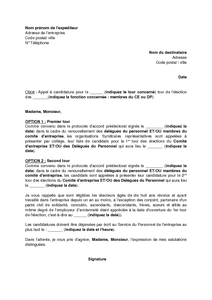 lettre de candidature delegue du personnel