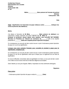 modele courrier huissier injonction de payer