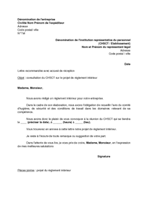 lettre type candidature chsct