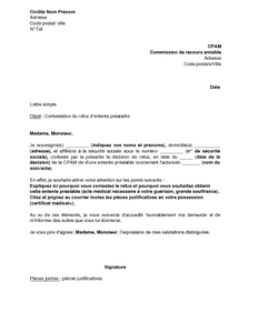 lettre de contestation refus de prise en charge assurance