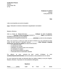 modele de lettre pour un deces