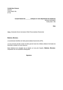 modele lettre envoi document