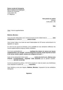 modele lettre heures complementaires