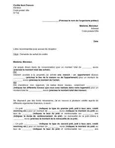 exemple de lettre de demande de credit bancaire