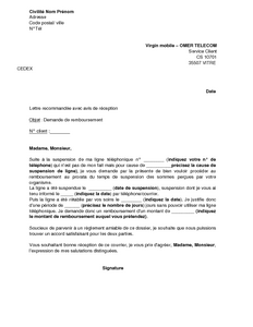 Exemple de lettre de résiliation opérateur (SFR, Orange, Bouygues, Tele2, 