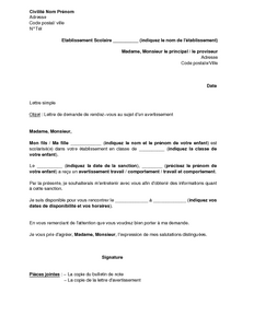 modele de lettre lettre de contestation d'un avertissement disciplinaire