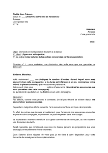 Lettre de demande de renégociation de la prime d'assurance 