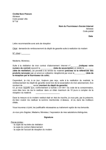 lettre restitution caution bancaire