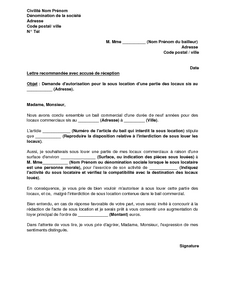 lettre de demande de location d un local commercial