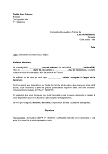 exemple de lettre visa