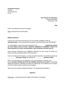 modele de courrier pour absence injustifiee