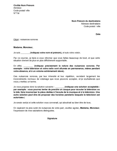 modele de lettre voisinage nuisances sonores