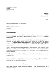 Modèle de lettre : Résiliation en cours de contrat d'assurance multirisque 