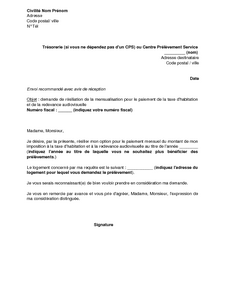 exemple de lettre taxe d'habitation