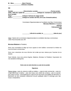 Exemple gratuit de Lettre saisine Commission Départementale