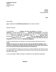 Lettre de signalement Ã  la DDASS de comportements ou de carences d ...