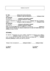 Lettre de demande de remise de dette caf