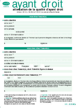 Aperçu Formulaire Cerfa No 10548-01 : Attestation de la qualité d'ayant droit