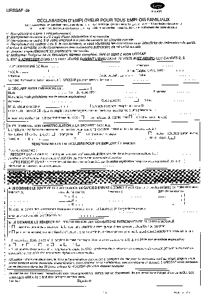 Aperçu Formulaire Cerfa No 11469-01 : Déclaration d'employeur pour tous emplois familiaux (employés de maison)