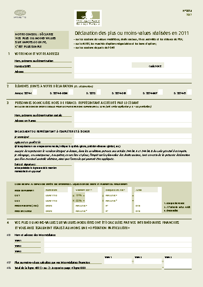Aperçu Formulaire Cerfa No 11905-13 : Déclaration des plus ou moins-values