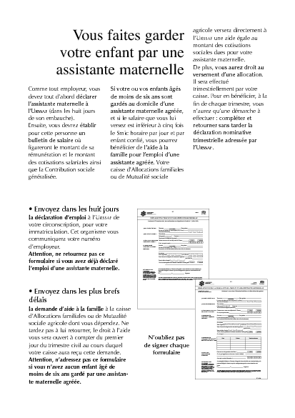 Aperçu Formulaire Cerfa No 60-3888 : Demande d'aide à la famille pour l'emploi d'une assistante maternelle