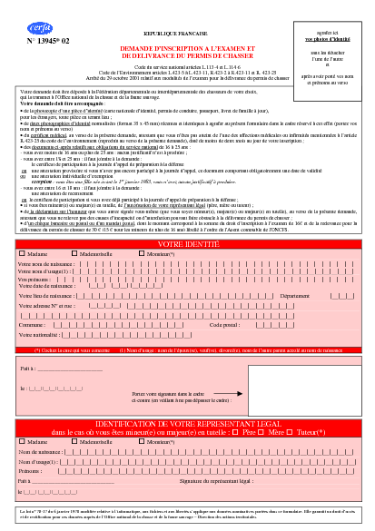 Examen permis de chasser