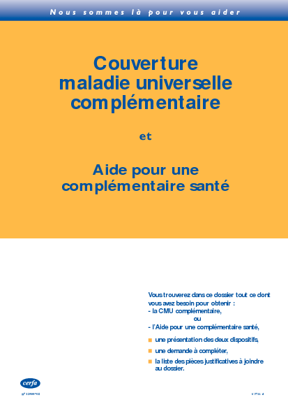 Aperçu Formulaire Cerfa No 12504-03 : Demande de couverture maladie universelle complémentaire et demande d'aide pour une complémentaire santé