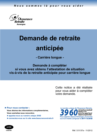 Aperçu Formulaire Cerfa No 12717-02 : Demande de retraite anticipée carrière longue