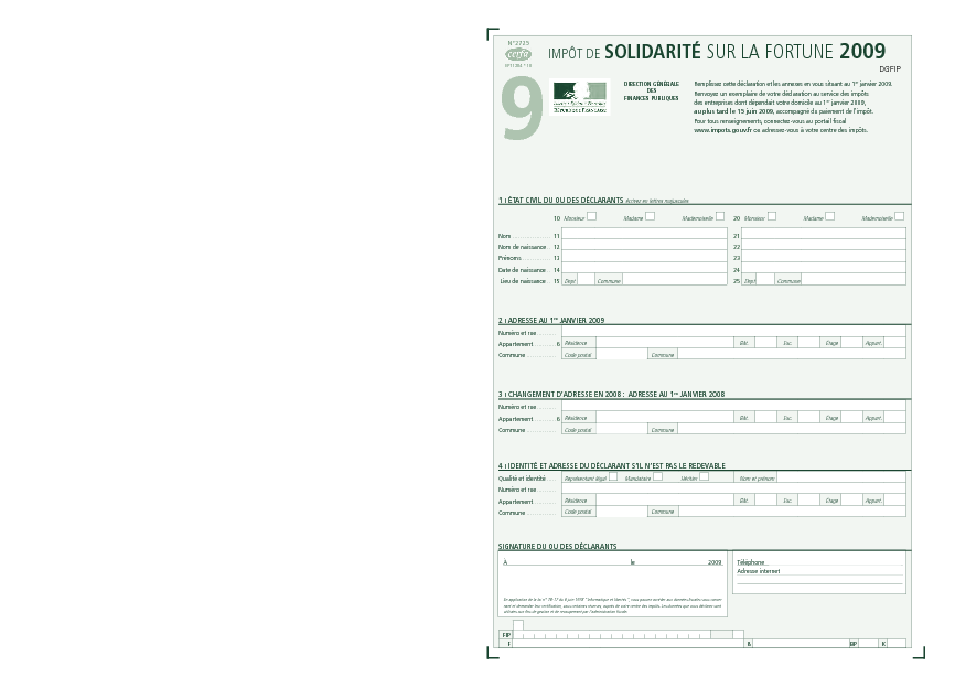 Aperçu Formulaire Cerfa No 11284-14 : Impôt de solidarité sur la fortune 2013