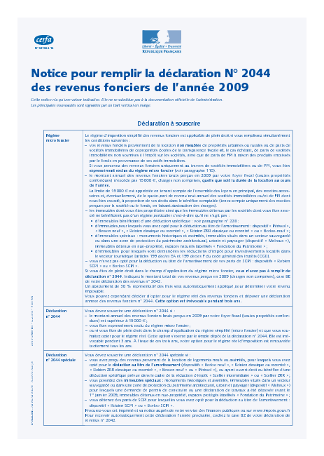 Aperçu Formulaire Cerfa No 50156-14 : Notice de la déclaration des revenus fonciers - Contribution sur les revenus locatifs (CRL)