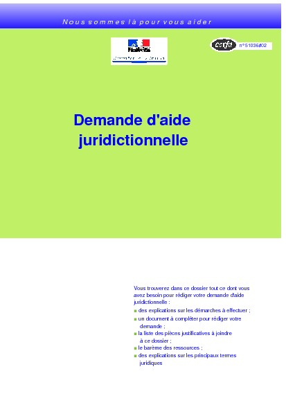 Aperçu Formulaire Cerfa No 51036-02 : Notice relative à la demande d'aide juridictionnelle