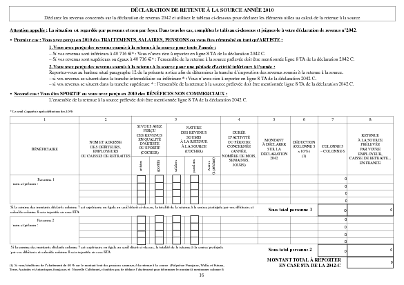 Aperçu Formulaire Cerfa No 50318-16 : Personnes fiscalement domiciliées hors de France