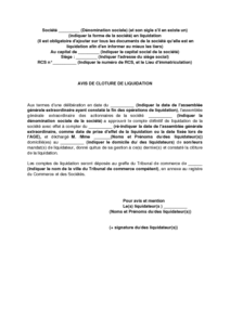 Exemple De Lettre Gratuit De Avis Cloture Liquidation Une Societe Publie Dans Journal Annonces Legales Suite A Dissolution Anticipee