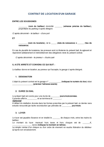 Contrat location de garage Contrat location de garage