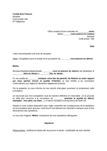 Lettre de succession banque