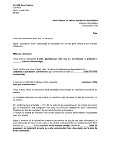 Lettre d annulation d inscription