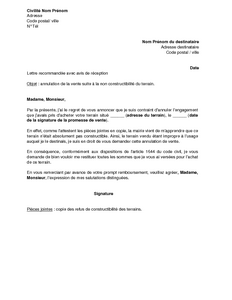 Lettre proposition achat terrain