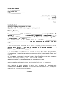 Lettre d'annulation de voyage et demande de remboursement 