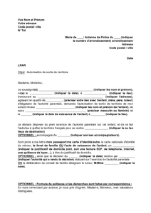 Lettre De Demande Dautorisation De Sortie De Territoire Controle
Judiciaire