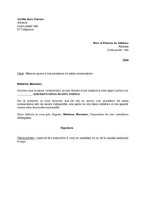 Lettre d'information au débiteur de la mise en oeuvre d 