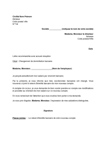 lettre changement bancaire courrier modele bancaires impots coordonnees domiciliation employeur documentissime