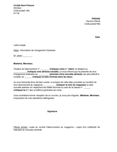 lettre changement documentissime abonne apercu