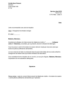 Modèle de lettre changement de nom sur facture