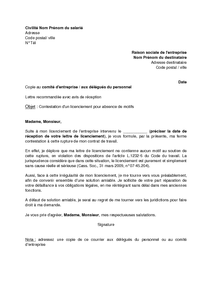 Lettre de contestation d'un licenciement pour absence de 