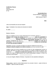 demande de restitution de matériel plan