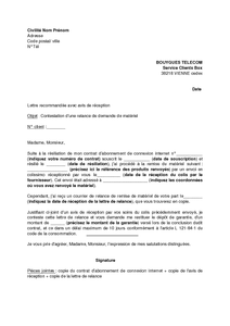 Exemple gratuit de Lettre contestation une relance par 