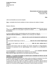 Exemple gratuit de Lettre contestation frais restitution 