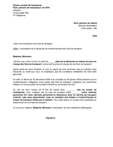 Exemple gratuit de Lettre contestation demande 