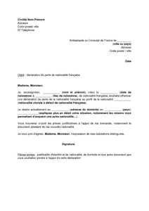 Lettre De Motivation Nationalité Française Par Decret